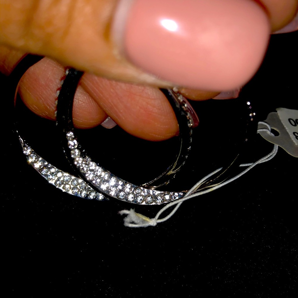 Genuine  Sterling Silver Swarovski Hoops